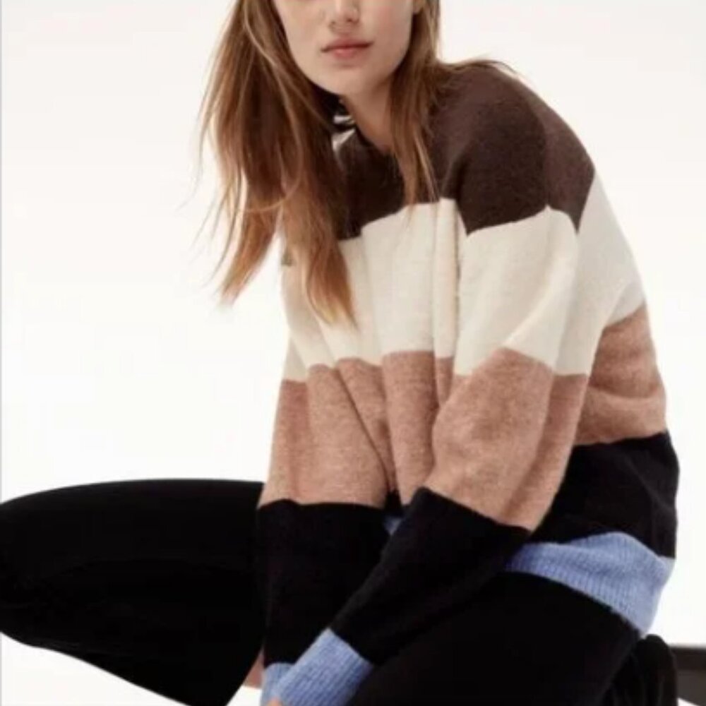 Aritzia Wilfred Free Cipiana Alpaca Wool Blend Colorblock Oversized Sweater